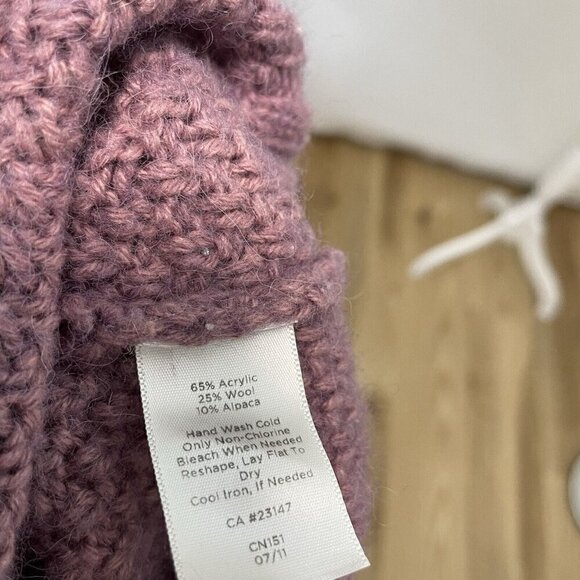 Talbots Wool Alpaca Blend Cable Knit Turtleneck Sweater Purple size Small - Picture 7 of 7